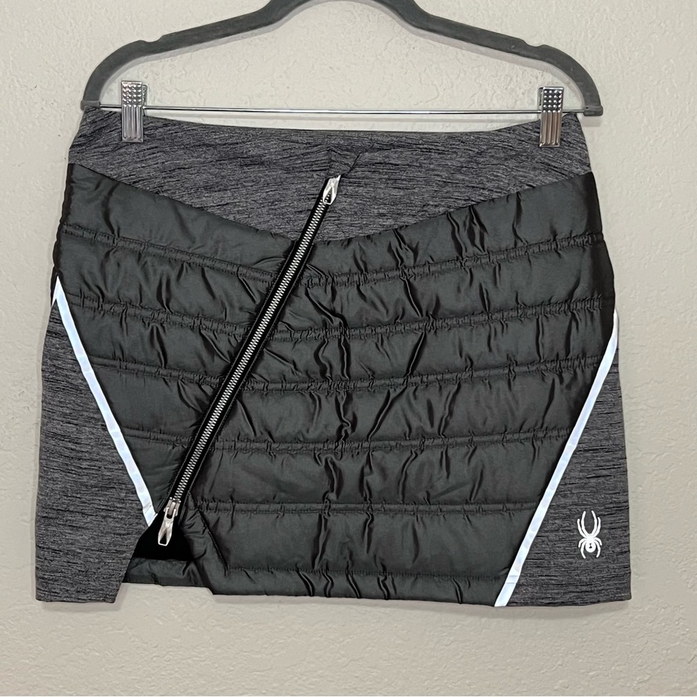 Spyder Quilted Mini Skirt Gray Women’s Size 6 Insulated Full Diagonal Zipper Ski